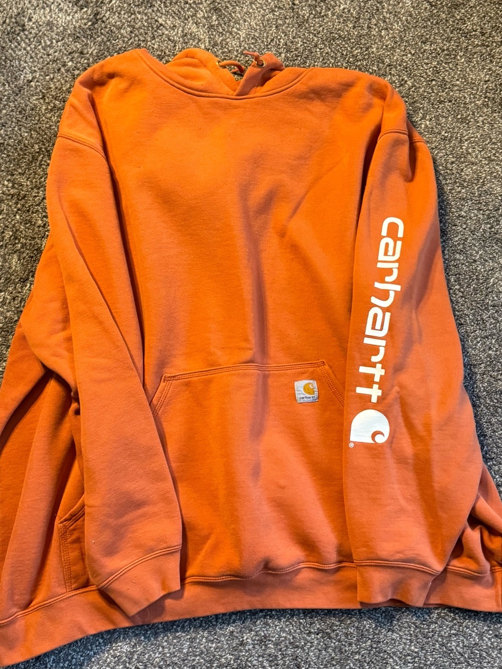 Carhartt Orange Hoodie Logo Sleeve